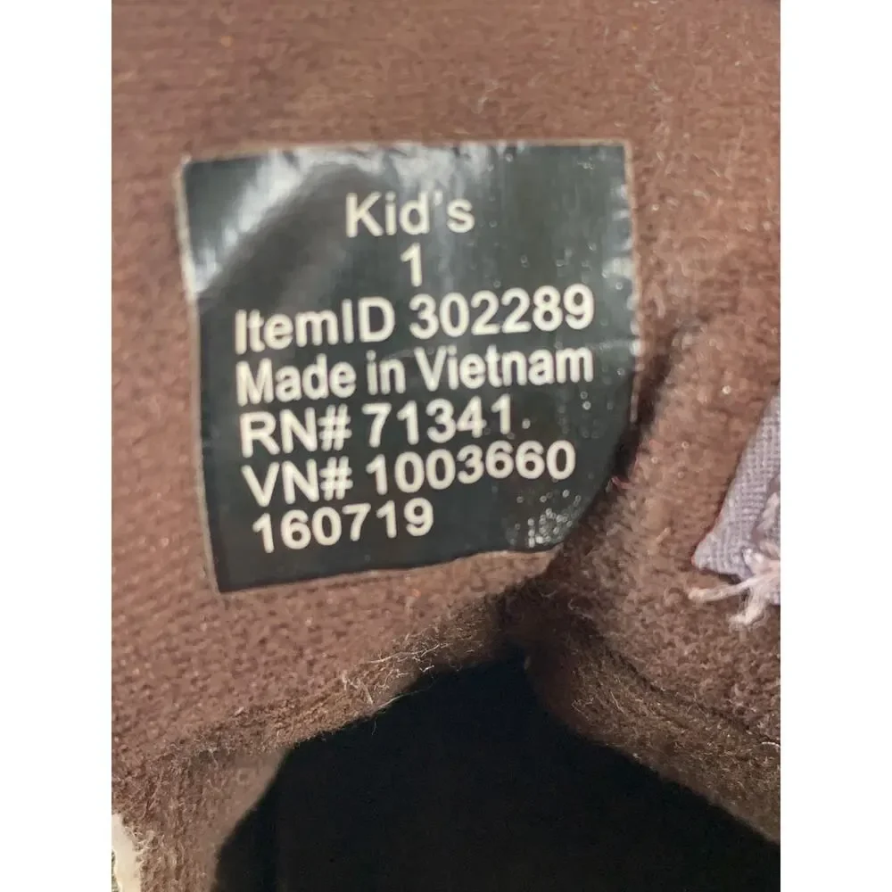 LL Bean Kid’s Tek 2.5 Primaloft Brown Leather Hiking Boots Size 1